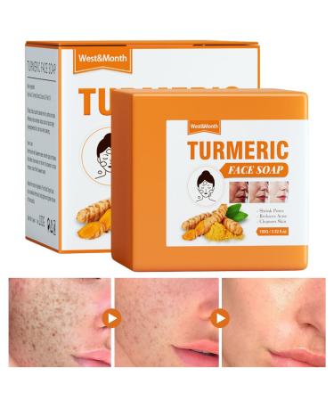 Turmeric Soap Bar | Turmeric Face Soap | Turmeric Soap Dark Spot Remover For Face And Body Moisturizing Bath Soap Even Tone Skin