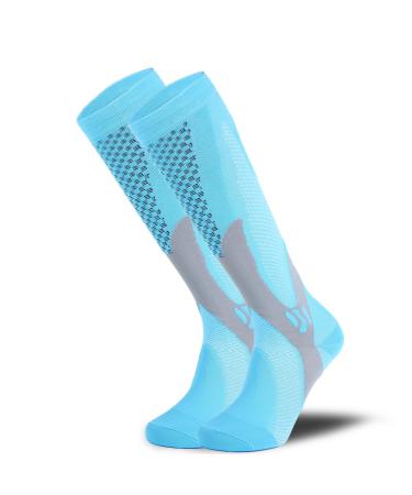 Docen Unisex-Sport compression stockings blue/3 pairs unit size_ upper leg compression stockings 20-115 mmHg unit size blue/3 pairs