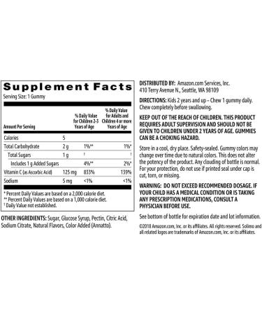 Solimo Kids' Vitamin C 125mg Gummies - Immune Health Support (60 Count) - Buy Online on GoSupps.com
