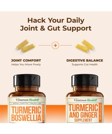 Turmeric Supplement Bundle 2-Pack Organic Turmeric Curcumin Supplement with 95% Curcuminoids + 65% Boswellia Extract Ginger Root & Black Pepper (BioPerine) High Absorption 2 x 60 Vegan Capsules - Buy Online on GoSupps.com