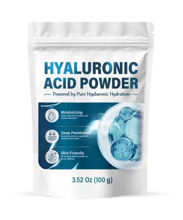 Hyaluronic Acid Powder Pure DIY Serum Formula for Face & Skin Deep Hydration & Wrinkle Reduction 3.52Oz 1qs
