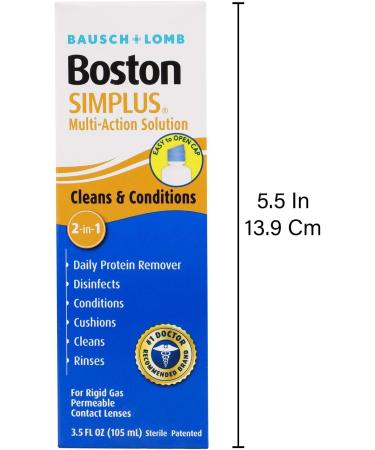 Boston Simplus Gas Permeable Contact Lens Solution 3.5 fl oz - Multi-Action Formula - Buy Online on GoSupps.com