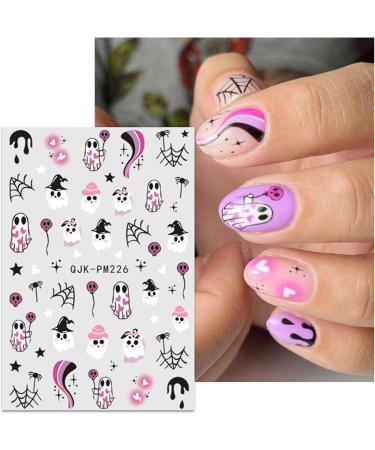 JMEOWIO 9 Sheets Halloween Nail Art Stickers Decals Self-Adhesive Colorful Flower Ghost Pumpkin Nail Supplies Nail Art Design Decoration Accessories - Buy Online on GoSupps.com