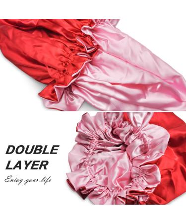 Double Layer Extra Large Silk Bonnet for Women - Red Wine Satin Sleeping Cap for Curly & Natural Hair - Buy Online on GoSupps.com
