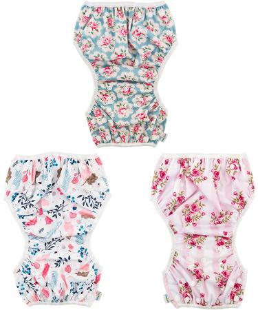 Babygoal Reusable Swim Diapers 0-3T 3 Pack - Adjustable & Washable - Boys & Girls Swimwear - Small Size - Rose & Peach Blossom Design - Perfect for Swimming Lessons & Gifts - Buy Online on GoSupps.com