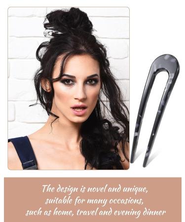 French Style U Shaped Hair Pins - 6 Pieces | Cellulose Acetate Tortoise Shell Hair Fork Sticks for Long Hair | Leopard Updo Chignon Pin Hair Accessories for Women Girls - Colorful Patterns - Buy Online on GoSupps.com
