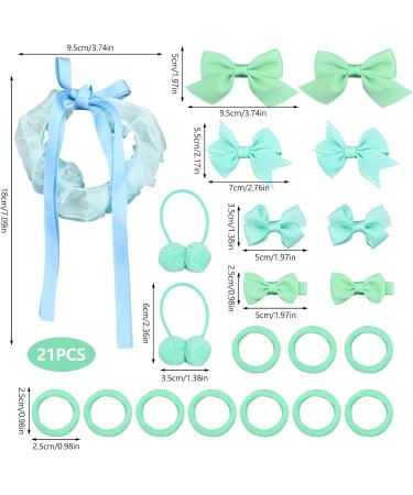 Bekecidi 21 Pieces Bow Hair Accessories Set Bow Hairpin Bow Hair Clips Rubber Band Bows Ribbon for Girls Kids (Green) - Buy Online on GoSupps.com