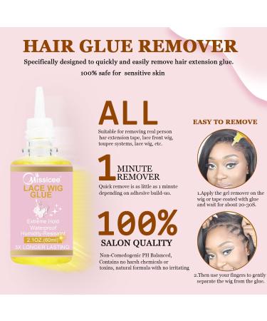 Missicee 60ml Lace Wig Glue Kit - Strong Hold, Waterproof Adhesive for Lace Front Wigs + Glue Remover & Hair Styling Tools - Buy Online on GoSupps.com