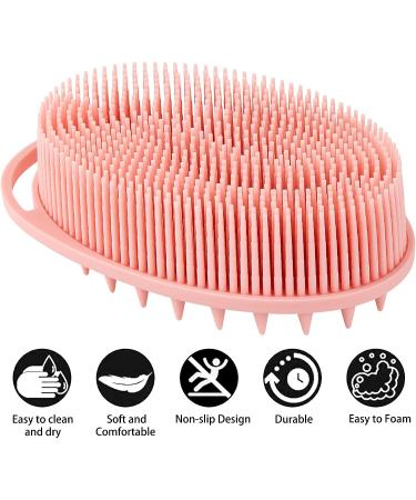 ONLYFU 2PCS Silicone Loofah Body Scrubber Set - Exfoliating and Massaging Hair Scalp Massager - Skin-Friendly - Black and Pink - Buy Online on GoSupps.com