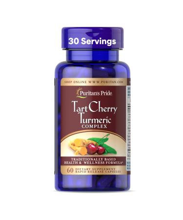 Puritan's Pride Tart Cherry Turmeric Complex Dietary Supplement for Antioxidant Health 60 Rapid Release Capsules