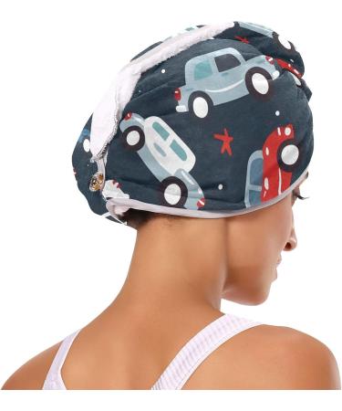 Colorful Cars Dark Blue Hair Towel 2 Pack | Super Absorbent Quick Dry Hair Turbans for Women & Girls - Buy Online on GoSupps.com