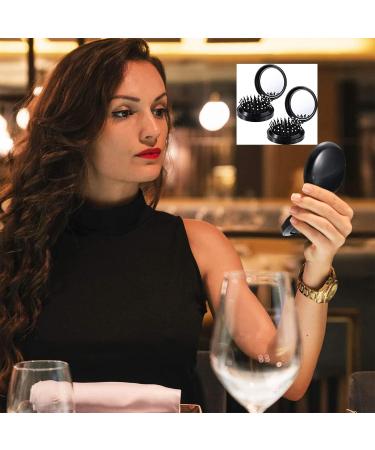 Mini Hairbrush Set - 3 Foldable Brushes with Mirror | Travel Hairbrush & Round Massage Comb (Black Silver Purple) - Perfect for Handbags - Buy Online on GoSupps.com