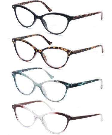 HEEYYOK Floral Cat Eye Reading Glasses for Women - Lightweight & Comfortable 1.5 Diopters - 4 Mixed Colors - Buy Online on GoSupps.com
