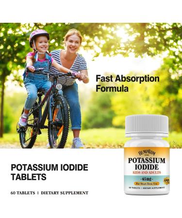 Potassium Iodide Tablets 65mg - Iodine Supplements for Kids and Adults - 60 Count - Buy Online on GoSupps.com