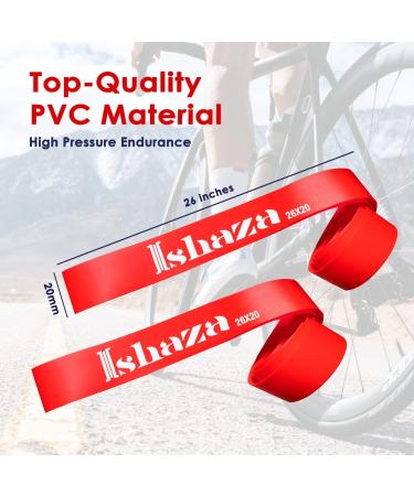 Ishaza 26x20mm Red Bicycle Rim Strip 2-Pack - High-Pressure, Puncture Resistant PVC Bike Wheel Liner for Mountain & Road Bike - Buy Online on GoSupps.com
