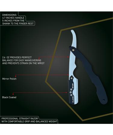 Black Silver Barber Straight Edge Razor | 100% Stainless Steel & 10 Blades | FLAME STAR - International Shipping Available - Buy Online on GoSupps.com