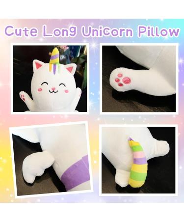 80cm Long Unicorn Plush Pillow | Kawaii Unicorn Stuffed Animal Hugging Pillow | Birthday Christmas Halloween Gift | White - Buy Online on GoSupps.com