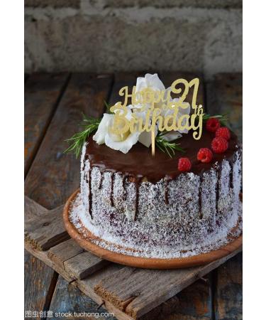 QXY Gold Happy 21th Birthday Cake Topper Birthday Anniverysary Decorations for Birthday Party Supplies - Buy Online on GoSupps.com