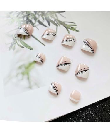SINLOV Pink Square Fake Toenails Shiny Crystal Print on False Toe Nails Short Full Cover False Artificial Toenails Nails for Women and Girls  - Buy Online on GoSupps.com
