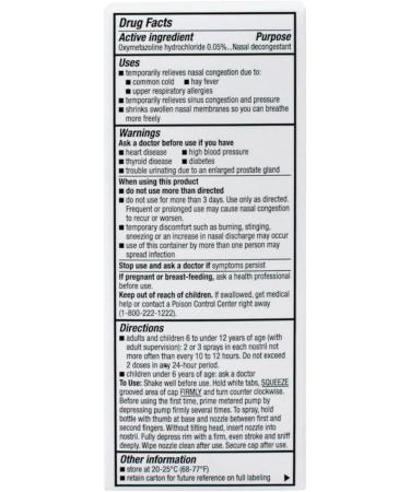 12hr Nasal Decongestant Pump Mist Spray 30ml - Oxymetazoline HCL 0.05% (Pack of 12) - Buy Online on GoSupps.com