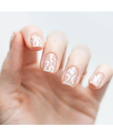Avoa Beauty Nail Film - Swirl with Me | Self-Adhesive Transparent Nail Wraps | Long-Lasting White & Gold Design | 16 Thin Nail Art Stickers for Stunning Nails - Buy Online on GoSupps.com