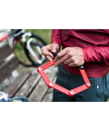 Abus Bordo Lite 6055k SH Folding Lock - Extra-Light 85 cm Bicycle Lock with Bracket | Security Level 7 - Red - Buy Online on GoSupps.com