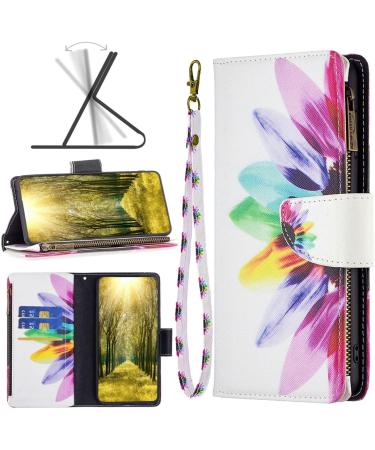 VQWQ Mobile Phone Case for Redmi Note 12 Pro & Xiaomi Poco X5 Pro - Protective Leather Flip Cover with Zipper Card Holder - Sunflower Design - Buy Online on GoSupps.com