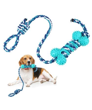 Bestomrogh dog toy kisses from natural rubber interactive k toys with 48cm robust dog toy long rope for cleaning teeth for small medium and large dogs