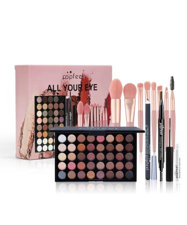 Holzsammlung All in One Makeup Kit 40 Colors Eyeshadow Palette Christmas Makeup Kit Full Starter Cosmetics Set with Makeup Brushes Brow Pencil Mascara Women and Teens Makeup Gift Set A05