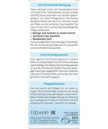 Weleda Bio 2in1 Refreshing Cleansing Face Water & Makeup Remover - Natural Cosmetics for Deep Pore Cleaning & Skin Care (100 ml) - Buy Online on GoSupps.com