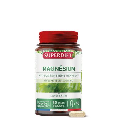 SUPERDIET - ORGANIC MAGNESIUM VEGAN - Sea Lettuce 100% vegetable - Nutritherapy - Made in France 45 capsules
