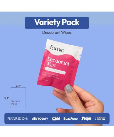 FOMIN Acidified Travel Deodorant Wipes For Women & Men - 30 Count - Variety Pack - pH Balanced Mini Deodorant Travel Size Wipes - Plastic-Free Individually Wrapped Underarm Body Wipes Variety Pack 15 Count (Pack of 2) - Buy Online on GoSupps.com
