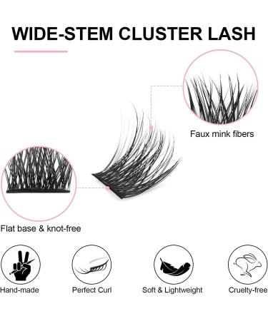 144Pcs D Curl Cluster Eyelash Extensions - Soft Natural False Lashes for DIY At-Home Eyelash Extension - 11mm Wide Stem Clusters - Pack of 1 - Buy Online on GoSupps.com