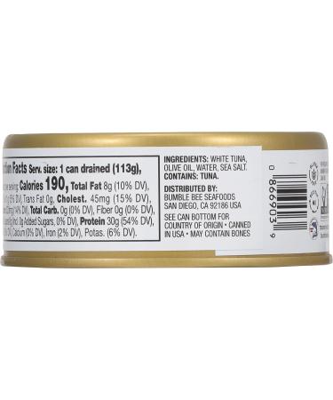 Bumble Bee Prime Solid White Albacore Tuna in Olive Oil, 5 oz Cans (Pack of 12) - Premium Wild Caught Tuna - 30g Protein per Serving - Non-GMO Project Verified, Gluten Free, Kosher - Buy Online on GoSupps.com