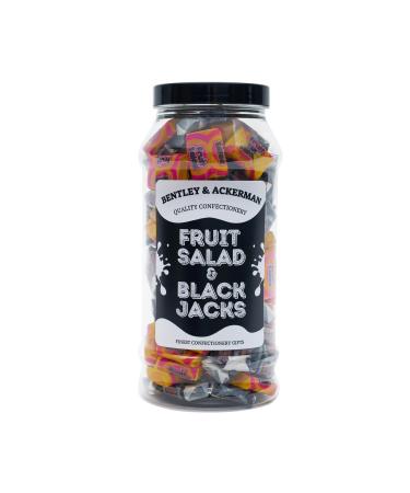 Fruit Salad & Black Jacks (535g) original Classic British Sweets Combo in a Gift Jar By Bentley & Ackerman's Sweet Shop. - Buy Online on GoSupps.com