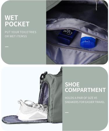Womens Mens Gym Bag with Shoe Compartment & Wet Pocket - Large Waterproof Duffel for Travel, Sports, Gym, Yoga - Dark Green - Buy Online on GoSupps.com
