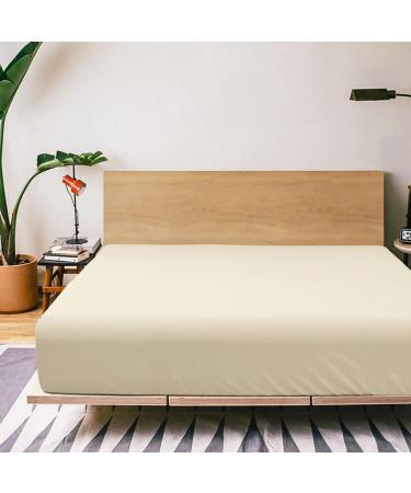 FLXXIE Queen Fitted Sheet Only - Bottom Sheet - Microfiber Deep Pocket Fitted Sheet - Soft and Wrinkle, Fade, Shrinkage Resistant Fitted Bed Sheet - khaki