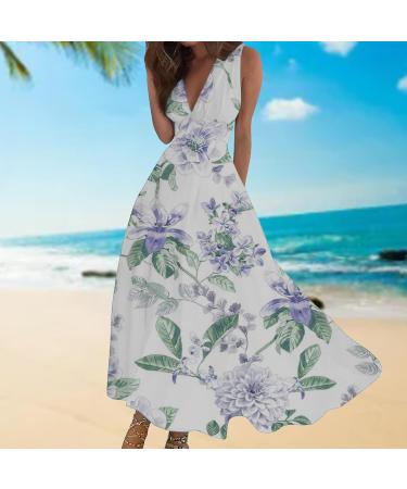 Elegant Purple Boho Summer Dress for Women | Long V-Neck Wrap Maxi with Spaghetti Straps | Plus Size XXL Leisure Dresses - Buy Online on GoSupps.com