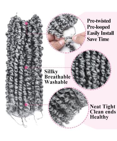 Pre-twisted Passion Twist Crochet Hair 8 Packs 8 Inch Pre-looped Crochet Braids TGrey# - Synthetic Bohemian Braiding Hair Extensions for Black Women - Buy Online on GoSupps.com