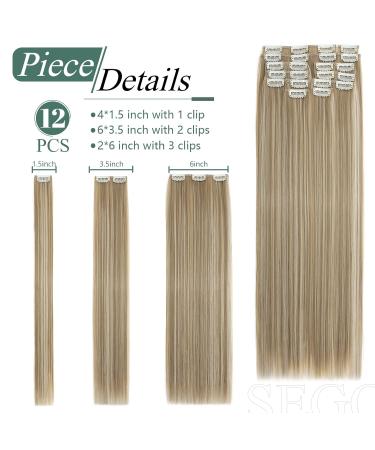 SEGO 12 Tressen Clip-In Hair Extensions | Real Hair Full Head 55cm 180g | Affordable Sand Blonde & Light Blonde Options - Buy Online on GoSupps.com