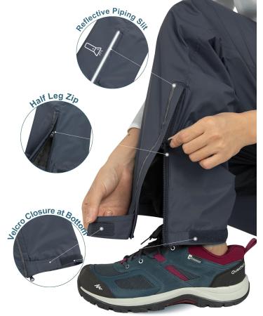Outdoor Ventures Women's Packable Waterproof Hiking Rain Pants - Grey, Medium - Buy Online on GoSupps.com
