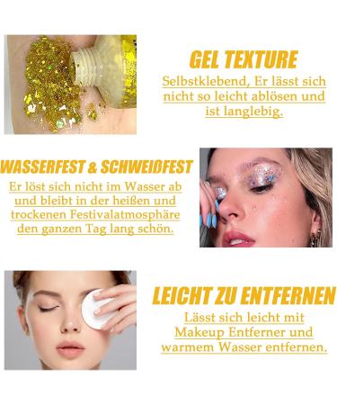  EONFAVE Glitter Gel Face Hair Body Nail Gel Waterproof Durable for Party Masquerade Birthday - Buy Online on GoSupps.com