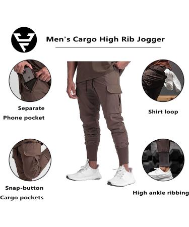 ZACAGO Men's Lightweight Cargo High Rib Jogger Slim Fit Pants - Large Black - Buy Online on GoSupps.com