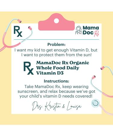 MamaDoc Rx Certified Organic Kids and Teens Whole Food Vitamin D3 Chewables | 800 IU | Sugar Free Vegan Free of 9 Major Allergens | 2 Month Supply | Ages 3+ - Buy Online on GoSupps.com
