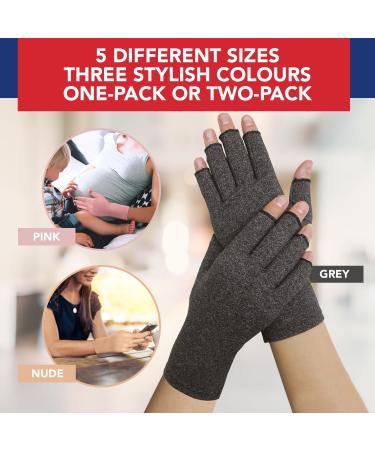 Doctor Developed Compression Gloves for Arthritis + Handbook - Grey XS | 1 Pair - Buy Online on GoSupps.com