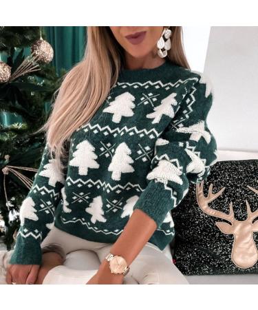 Shop Women's Christmas Sweater - Reindeer Knit Pattern Warm Cashmere Green 8XL | International Shipping Available - Buy Online on GoSupps.com