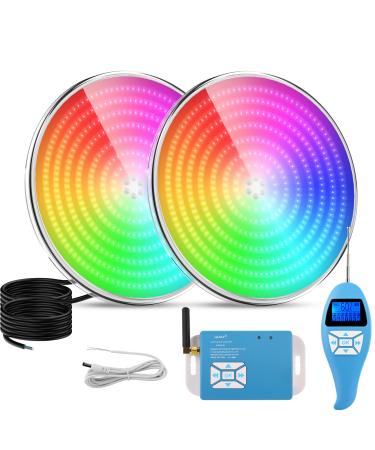Lylmle resin filled LED pool lighting par56 35w ultra-lach RGB color change pool headlight external synchronization with remote control dimmable swimming pool lamp IP68 waterproof 12V AC (2-pack) 2 pack - Buy Online on GoSupps.com