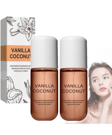 Vanilla Coconut Perfume Coconut Vanilla Perfume Vanilla Coconut Hair and Body Perfume Spray Long-Lasting Coconut Vanilla Fragrance (2pcs)
