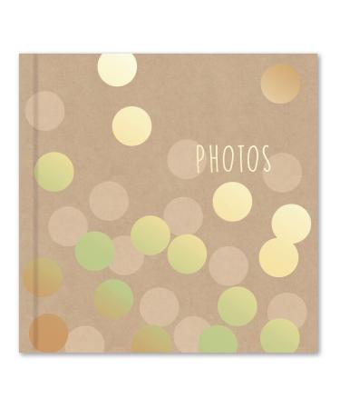 Karrma Photo Album with 200 Photo pockets Suitable for photos size 6'' x 4'' (15cm x 10cm) Memo Section a Stiff Backed Padded Cover Inside Contains Slip in Pockets - Kraft Gold Spots