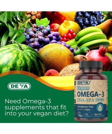 DEVA Vegan DHA-EPA Nutritional Supplement Non-Fish Derived from Algae 300 mg Potency 90 Vegetarian Softgels - Pack of 2 90 Softgels (Pack of 2) - Buy Online on GoSupps.com